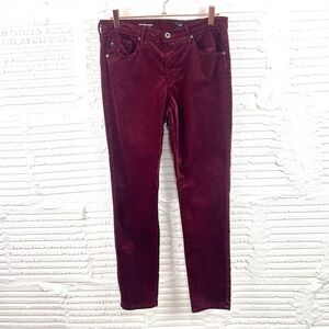 AG Adriano Goldschmied The Stevie Ankle Jean Slim Straight Burgundy Velvet 29R